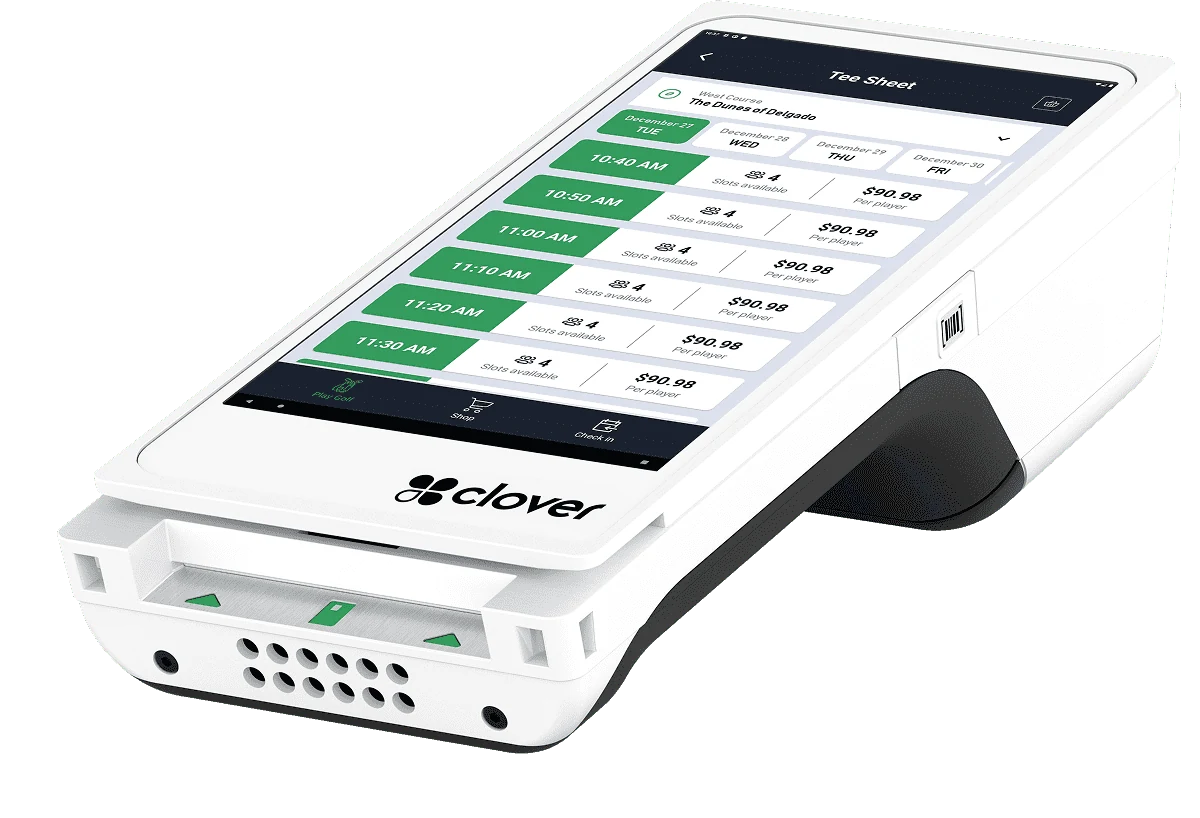 Clover Flex showing tee sheet